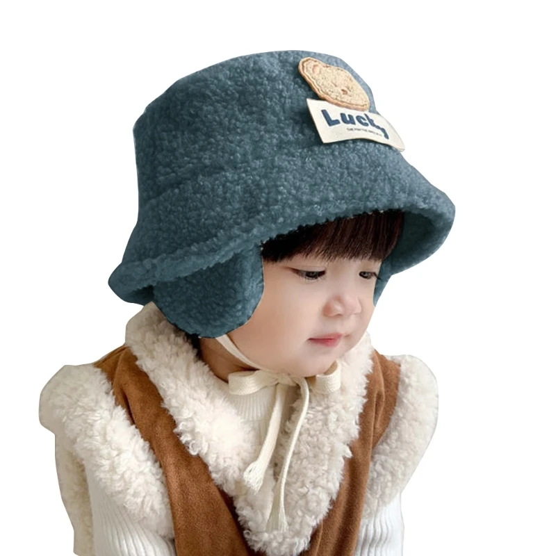 Gorro pescador lana con gorro oso dibujos animados para niños, protege sus orejas con estilo