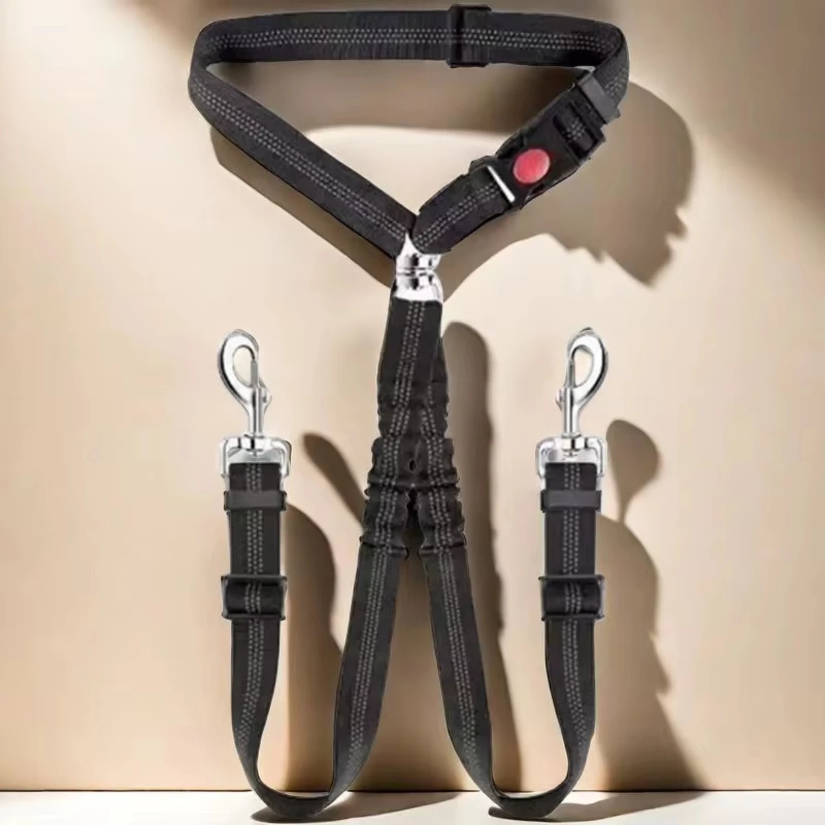 2 Dogs Seat Belt New Dual Pet Car Headrest Restraint Safety No Tangle Dog Leash Duty Adjust Elastic Connect in Vehicle XXL