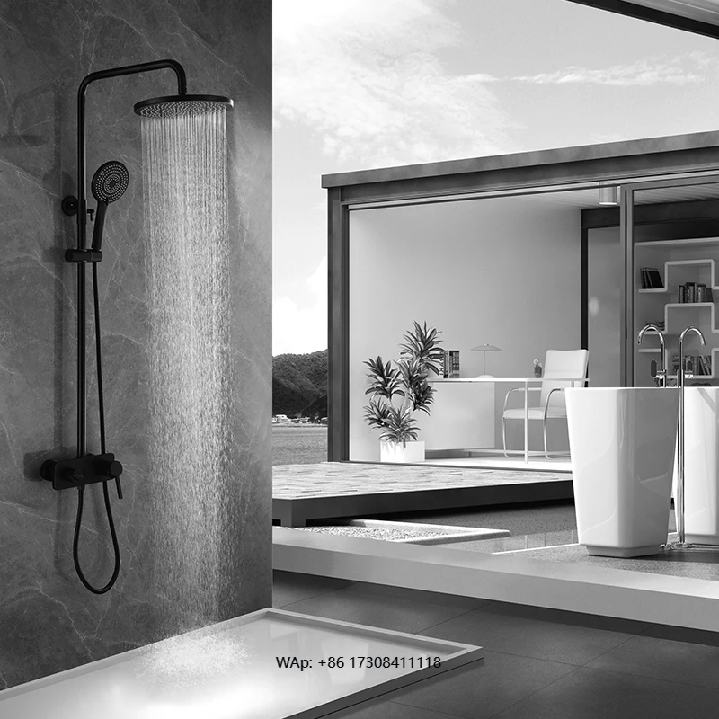 

spot bathroom shower set, simple black series, handheld shower, multi-functional water outlet