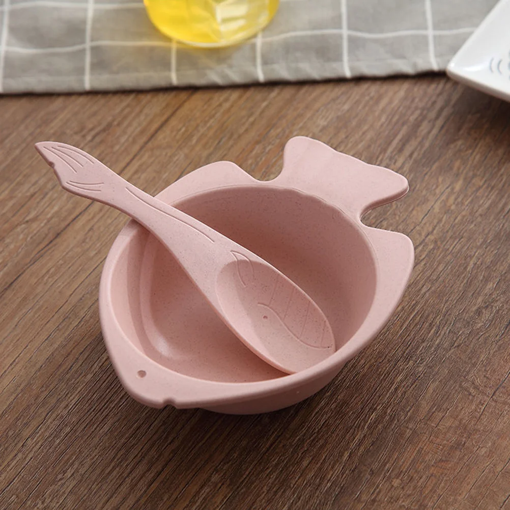 

1Set Children Dining Set Unbreakable Wheat Straw Bowls Thickened Bottom Lightweight Stackable Serving Bowl for Home Outdoor