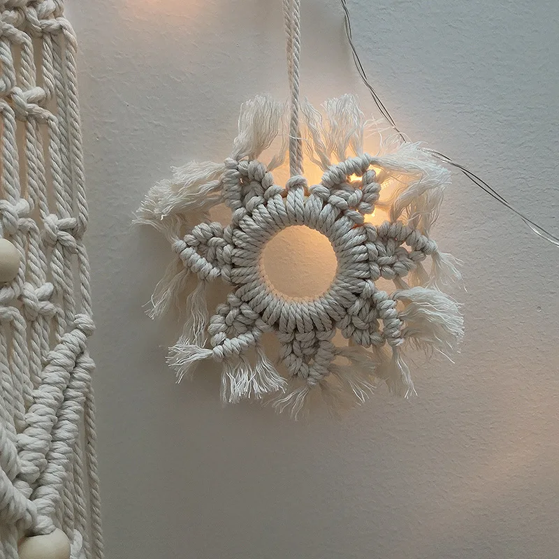 Ins Nordic Style Hand Woven Cotton Star Wall Hanging Christmas Decor Ornament Home Wall Art Xmas Gift - view 2