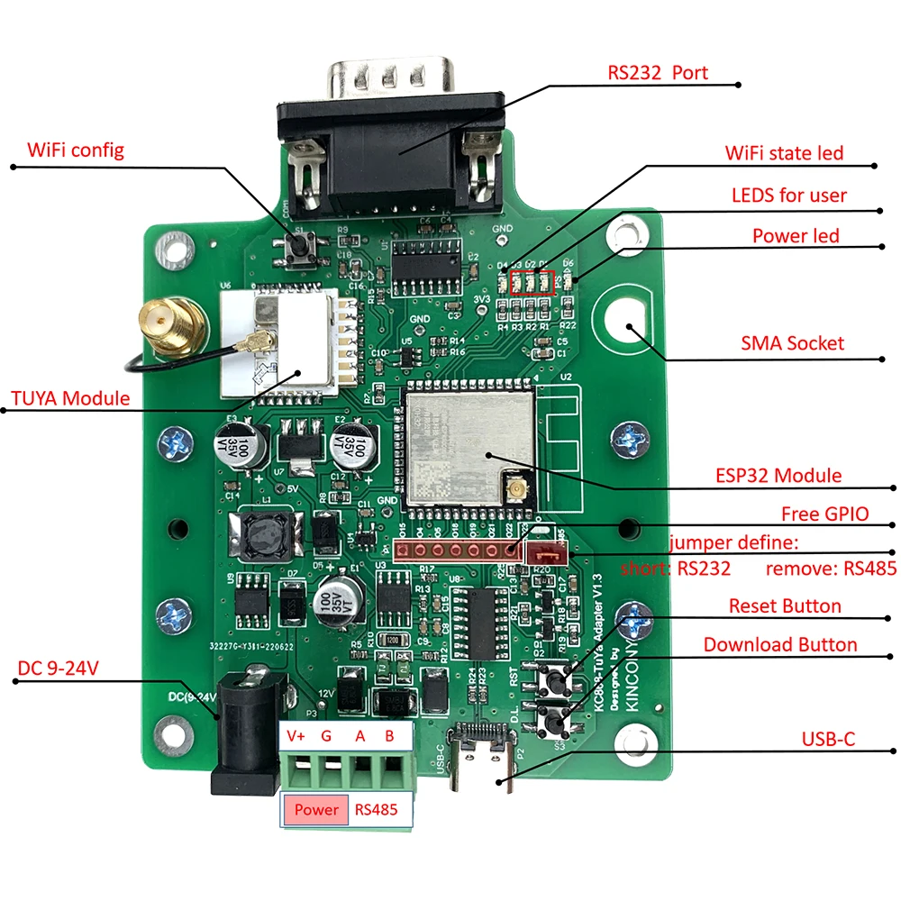 KinCony ESP32 Tuya IoT Adapter Let Relay Board or IoT Devices Easy Integrate to Tuya IoT Platform for Googlehome/Alexa Speaker