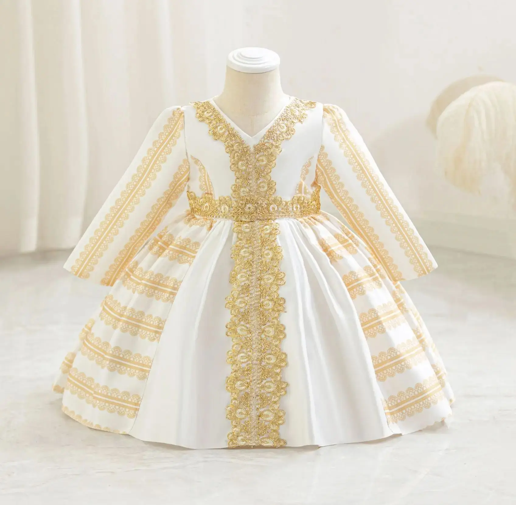 

Girls' Ceremonial Dresses Long Sleeve Girl Holiday Dress Kids Print Clothes