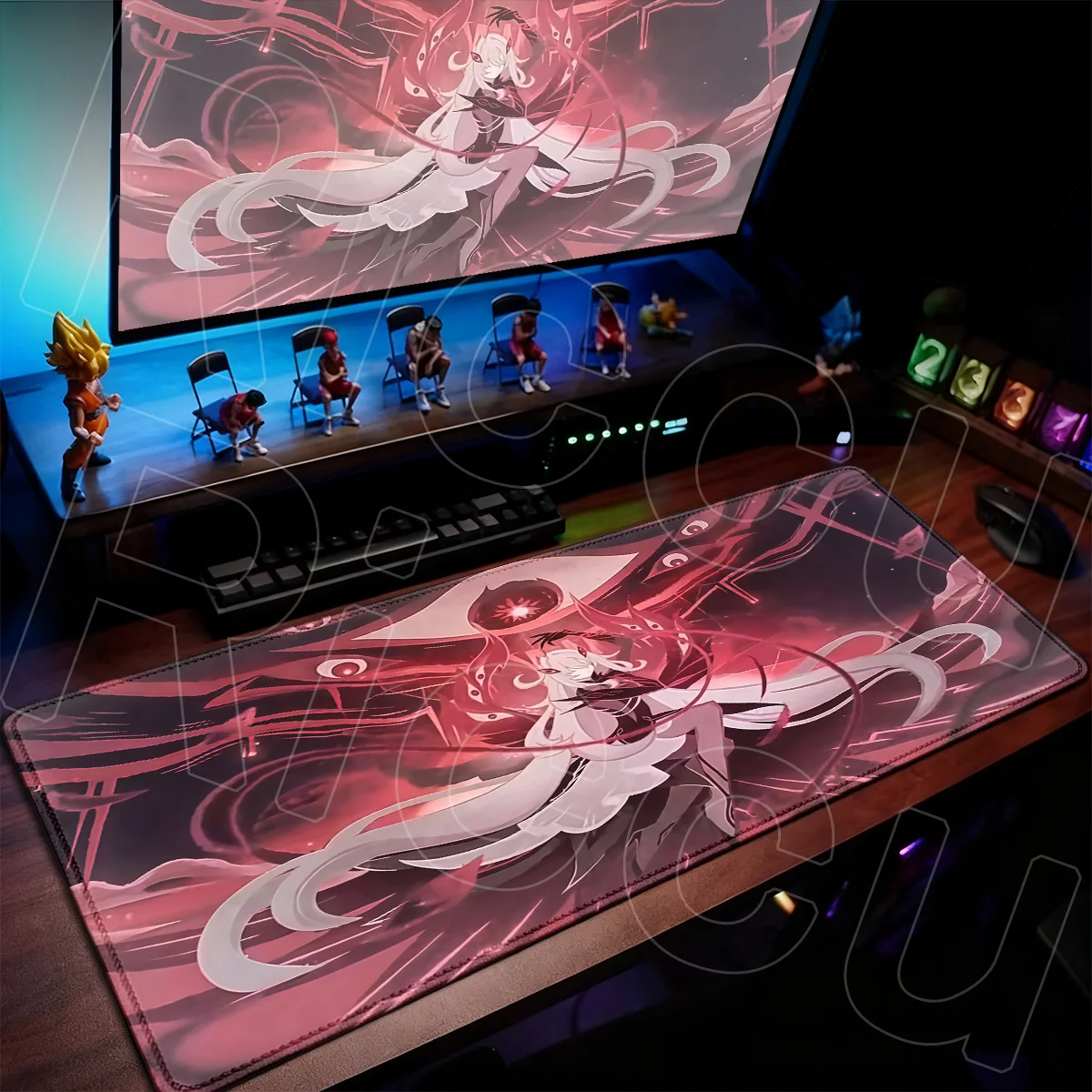 Große Laptop-Tastatur-Schreibtischunterlage, Gaming-Mauspad, Genshin Impact, Kawaii-Mädchen, Ronova, Bürozubehör, rutschfester Teppich aus Naturkautschuk. – Detail 15