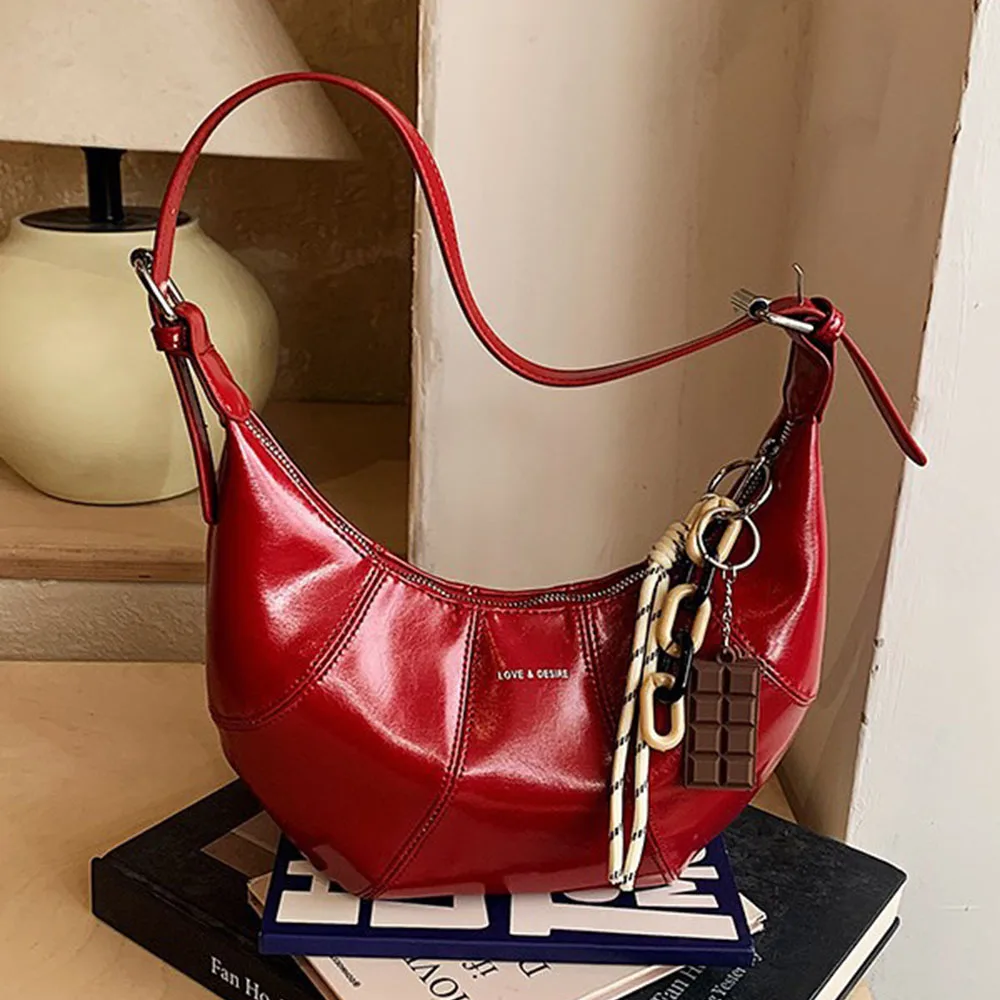 

Dumpling Shape Solid Color PU Leather Womens Crossbody Bag Faux Leathe Womens Shoulder Bag Casual Style Fashion Underarm Bag
