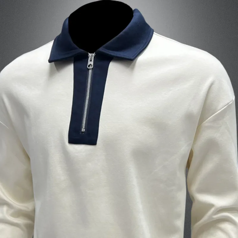 Men's Autumn And Winter Lapel Sweatshirt Fashion Polo Bottoming Shirt