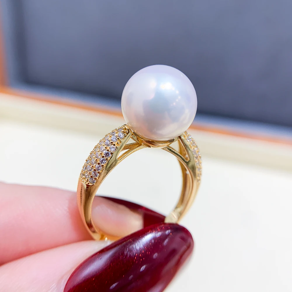 Classic Pearl Rings Settings S925 Sterling Silver Rings Accessory For 11-13mm Beads