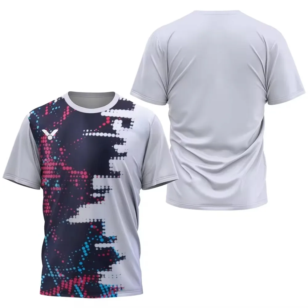 Men Gym Sportswear Color Clash Print T-Shirts Unisex Sportwear Fitness Breathable Short Sleeve Daily Running Training Man Tops