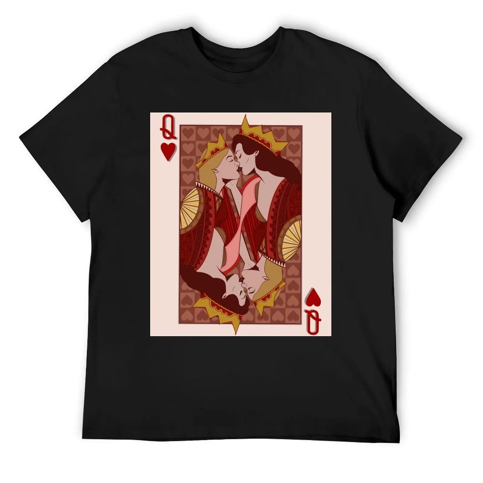 queen of hearts card women kissing T-Shirt oversized graphic tee cheap stuff tee shirts for men