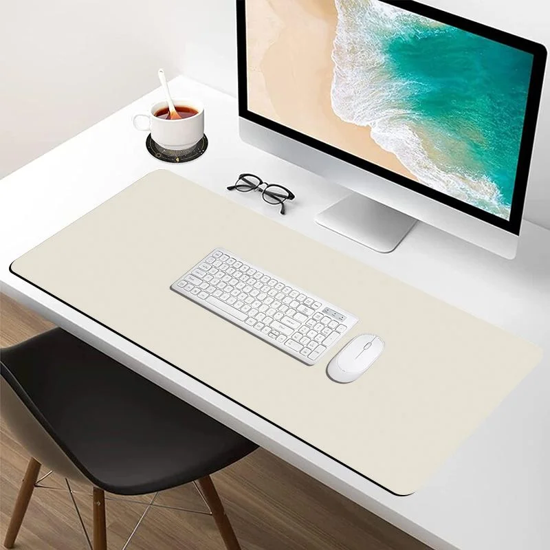 VIKAMA Solid Cream Grey Large Mouse Pad Non Slip Waterproof Keyboard Desk Mat Neutral Office Desk Protector Decor Pad