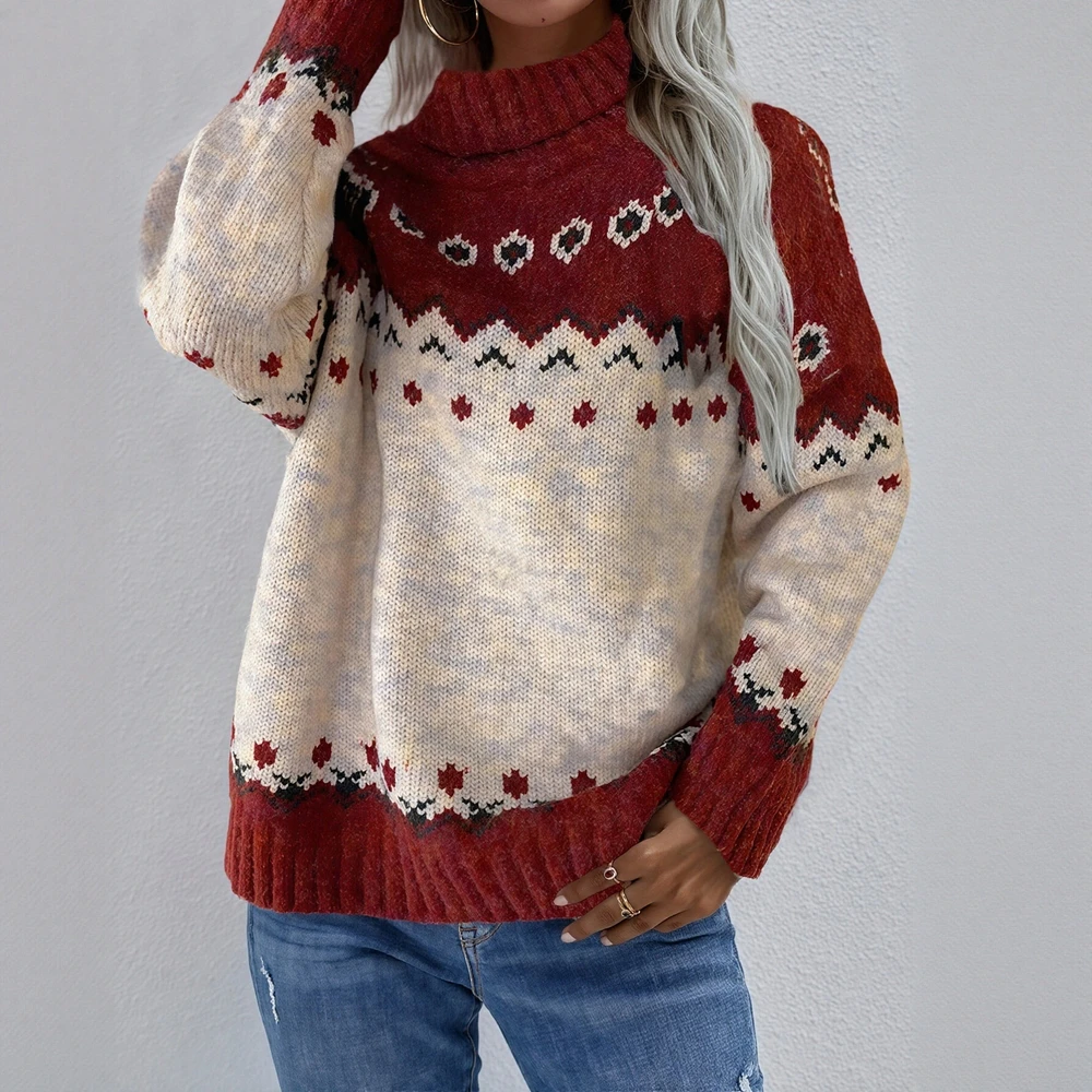 

European And American Style Loose Turtleneck Knitted Sweater Pullover Long Sleeve Women's Autumn Winter New Fashion Casual Top