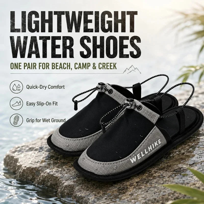 Quick Dry Camping Slippers Wading Slippers Foldable Water Shoes Portable Travel Beach Hotel Airplane Outdoor Sandals
