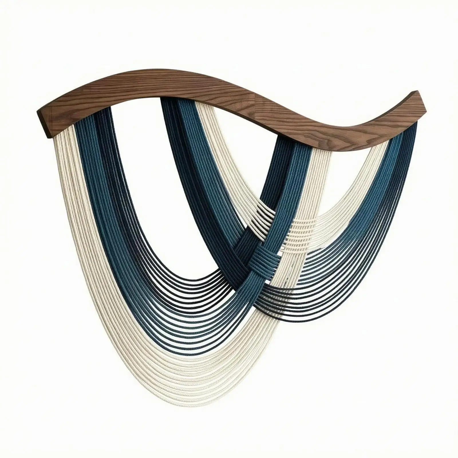 Woven Wall Hanging Rope Wood Top Wall Hanging Draped Handmade Tapestry for Interior Styling