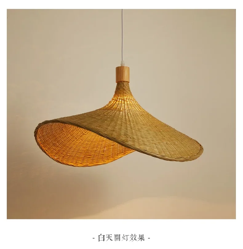 Modern Creative Straw Hat Chandelier Chinese Style Handmade Woven Bamboo Lamp Bamboo Chandelier Tea Room Rattan Hand-woven Lamps