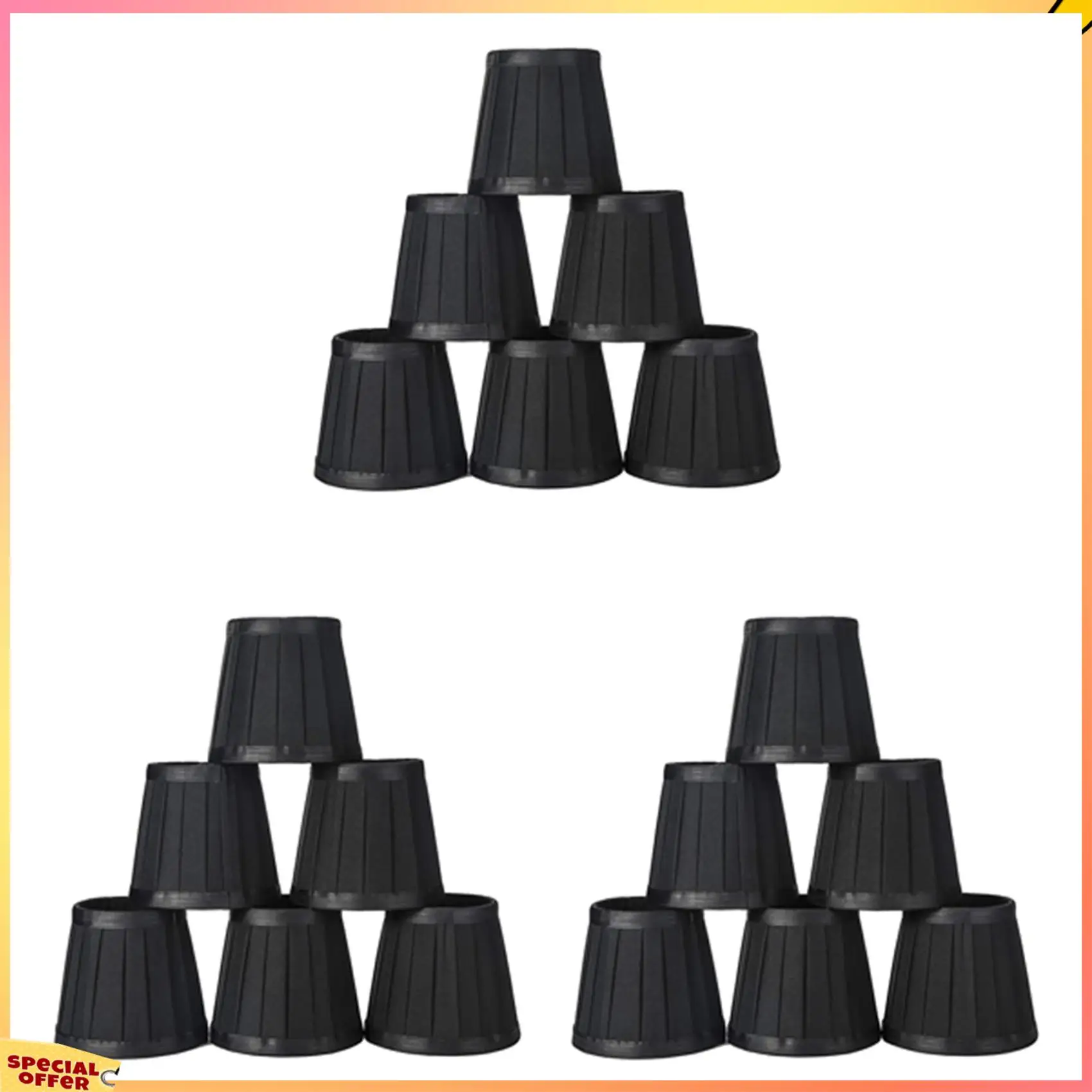 ABFI Clip On Lampshades Candle Chandelier Lampshades For Ceiling Pendant Light Table Lamp Floor Light 18 Pcs Black