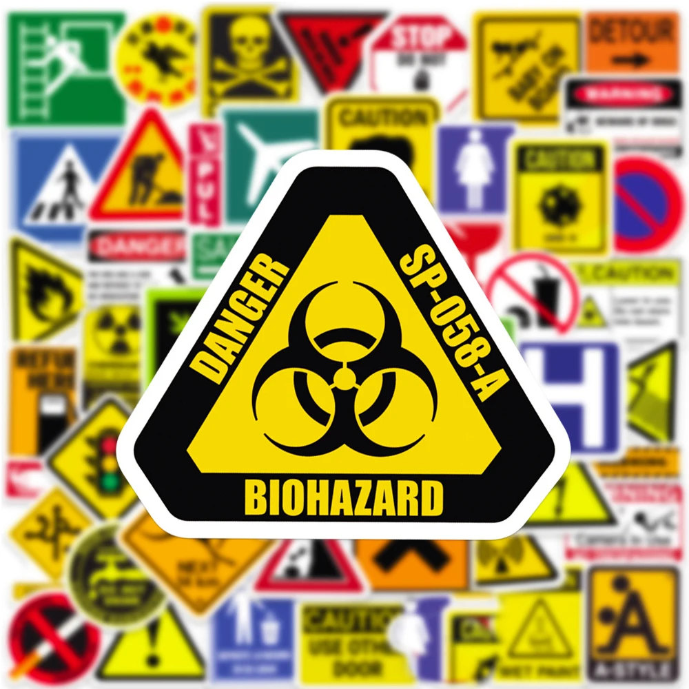 10/30/50pcs Waterproof Warning Signs Stickers Danger Banning Reminder Sticker for Wall Window Car Motorcycle DIY Graffiti Decal