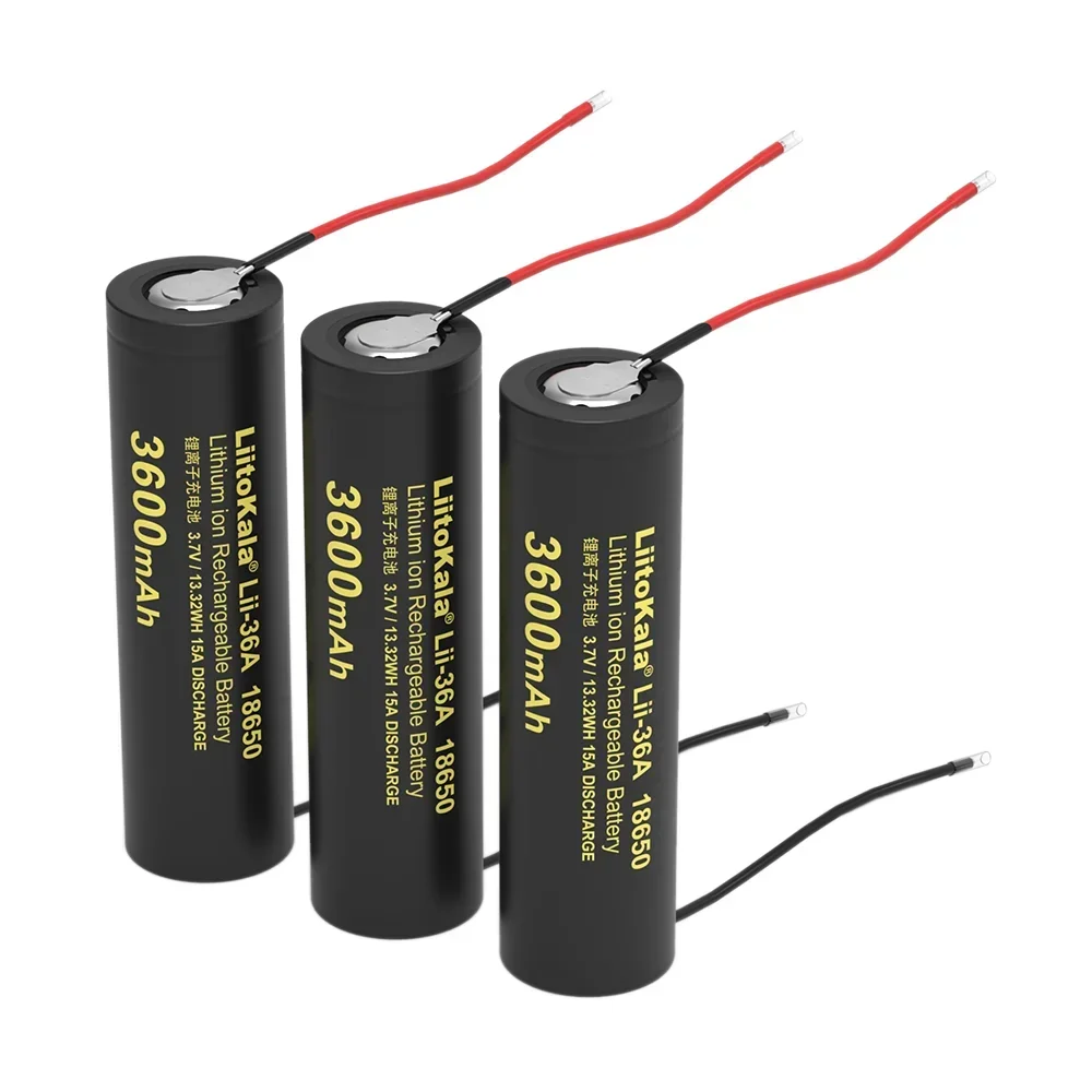 5 قطعة/الوحدة 100% الأصلي الجديد LiitoKala Lii-36A 18650 3600mAh 3.7V بطاريّة ليثيوم قابلة لإعادة الشحن مع بطاريات كابل السيليكون ذاتية الصنع