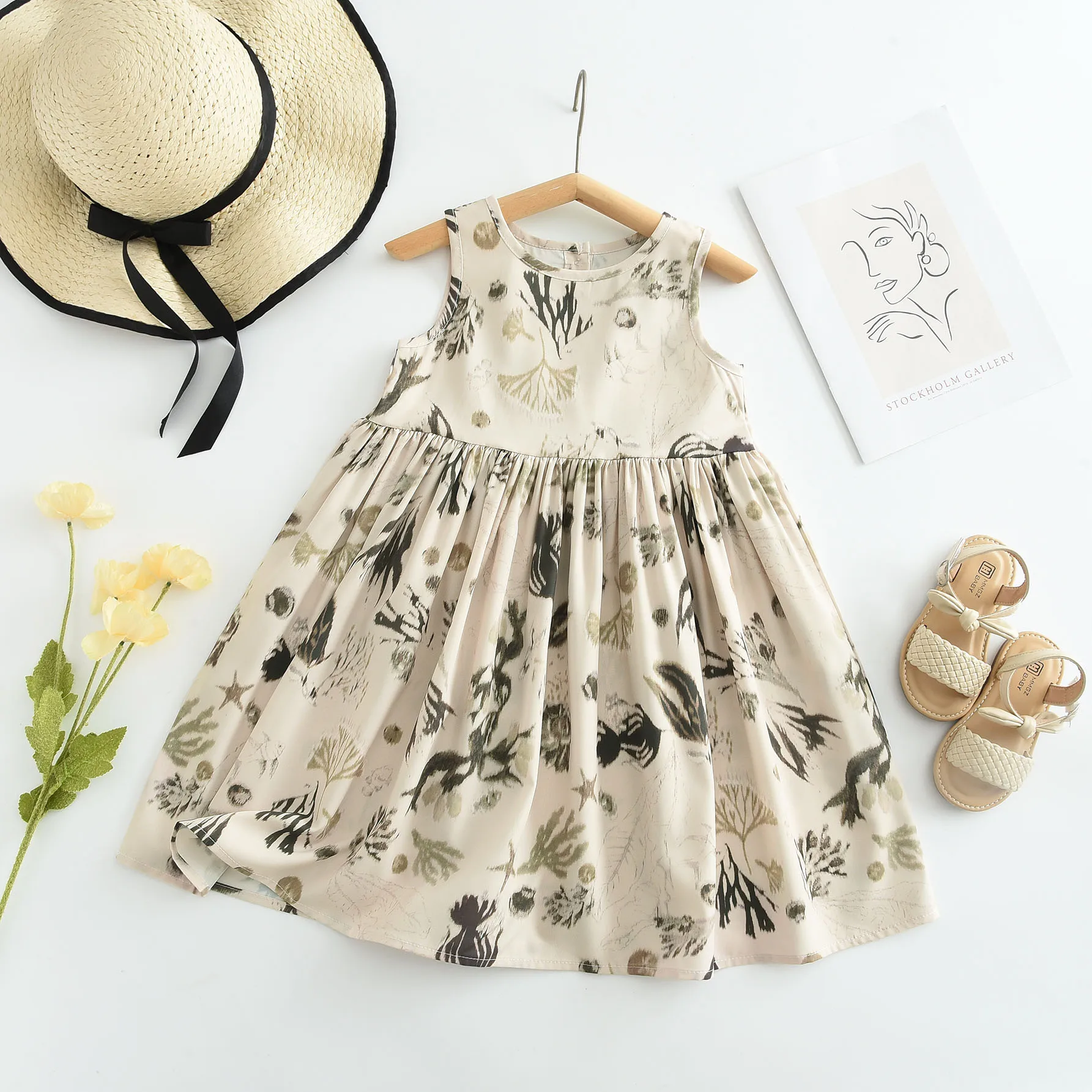 Girls Casual Dresses Floral Print Sleeveless Dress Flower Girl Dresses Kids Clothes for Girls 3 To 7 Years Toddler Girl Clothes