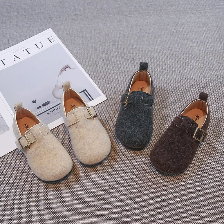 Autumn Boys Girl's Loafers Hook-loop Soft Sole Casual Kid's Flat Shoe Solid Colors Anti-slip Daily Versatile Chic Children Shoes