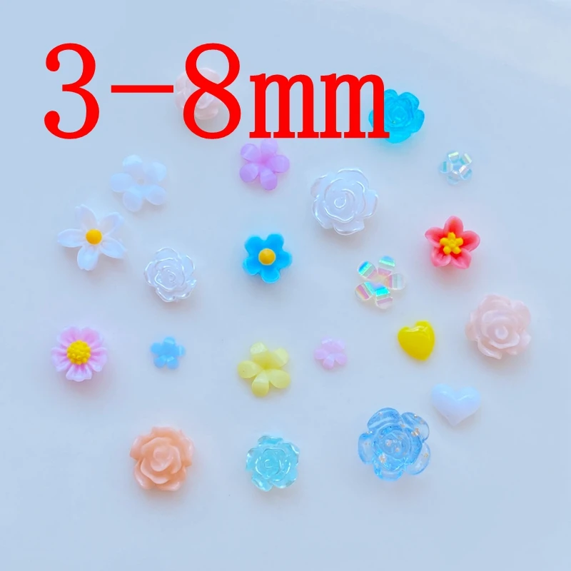 100Pcs New Cute Mini Mixed Floret Resin Flatback Cabochon Ornament Jewelry Making Hairwear Accessories