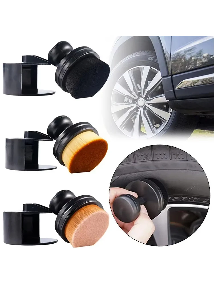 Auto Detail Brush Portable Car Tire Brush With Seal Cover,High Density Soft Detailing Brush For Tire Shine Polish Wax Apply