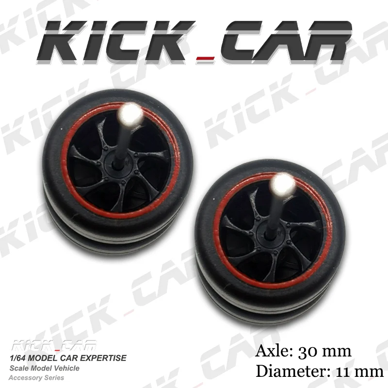 Kickcar  1/64  Wheels  Rubber Tires Spoke BasicDetail-up Modified Kit for 1:64 Hotwheels Model Car Toy Wheel Kit