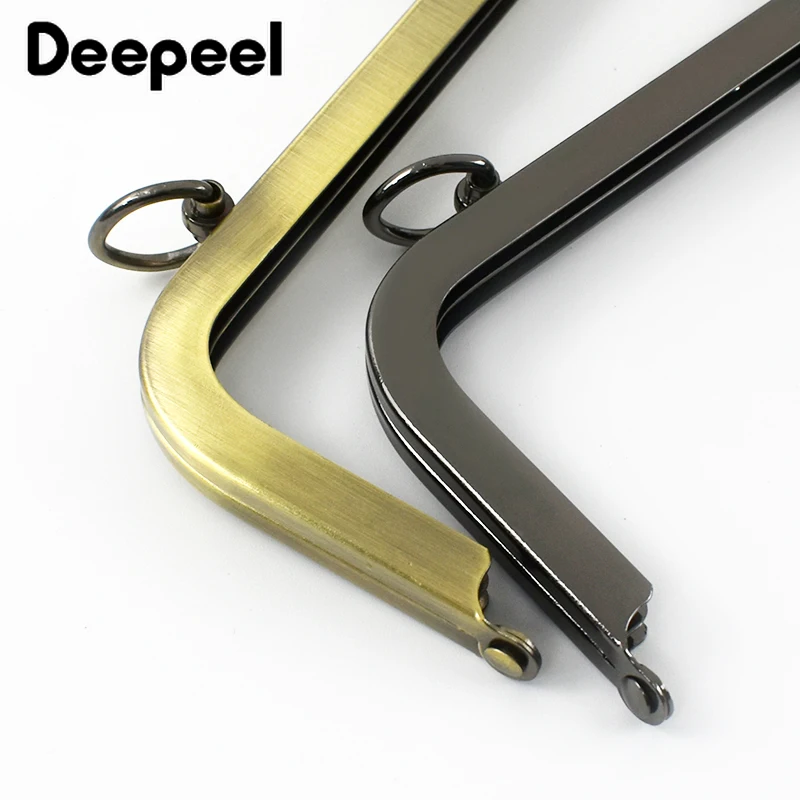 Deepeel 25cm Metal Square Purse Frame Bag Handles Kiss Clasp DIY Handbag Chain Sewing Brackets Screw Handle Accessories,1/2Pcs