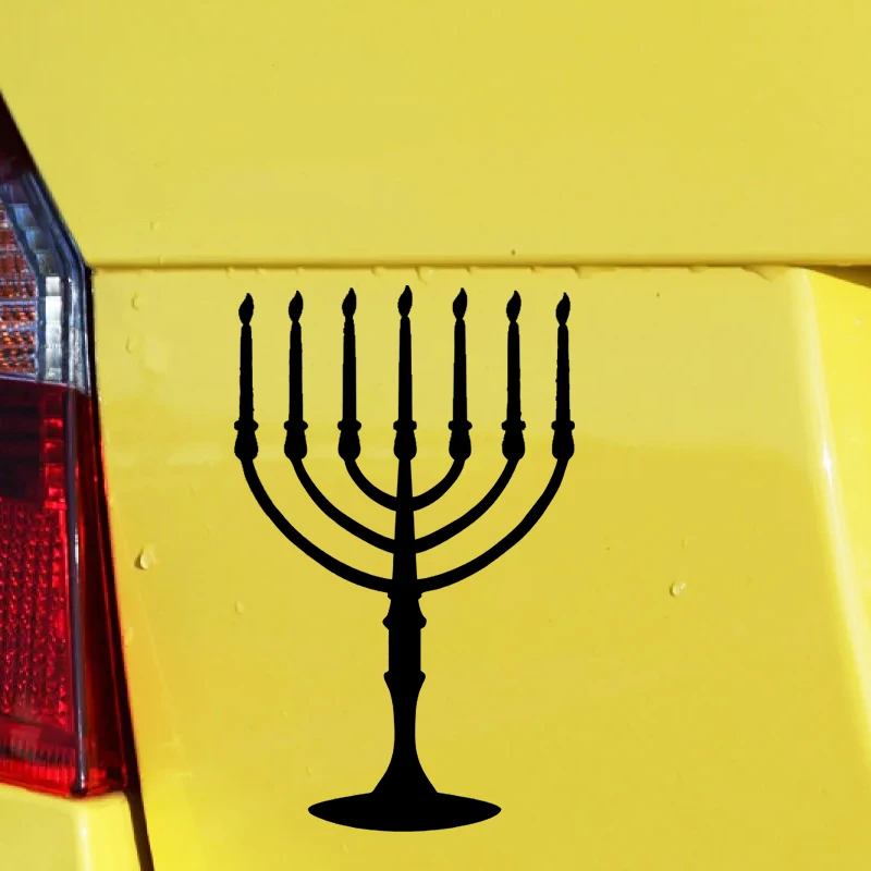 33654# Decorative Vinyl Decal Car Sticker Menorah Jewish Waterproof Decor on Truck Bumper Rear Window Without Background