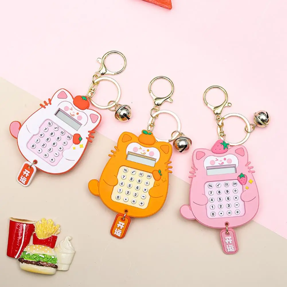 Travel Calculator Mini Portable Calculator Keychain with Cartoon Cat Shape Entertainment Maze Design for Use Cute Pocket