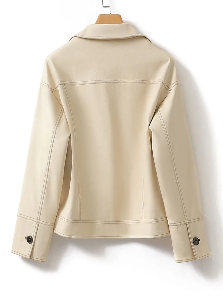 Women's Short Fashion Leather Jacket Autumn/Winter New Leather Jacket Slimming Style Versatile Commuter Short Coat