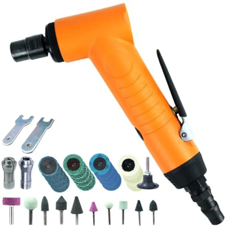 

1/4" Air Die Grinder Pneumatic Angle Die Grinder Tool 18000RPM Professional for Automotive Detailing Grinding Deburring and Pol