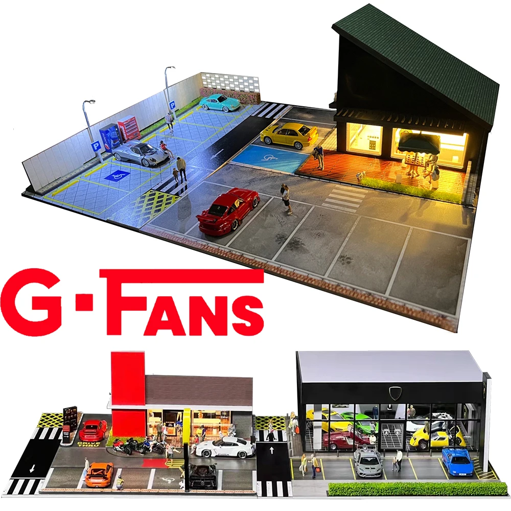 GFans NEW 1:64 Parking lot model scene 1/64 simulation alloy car model toy garage storage dust ornaments