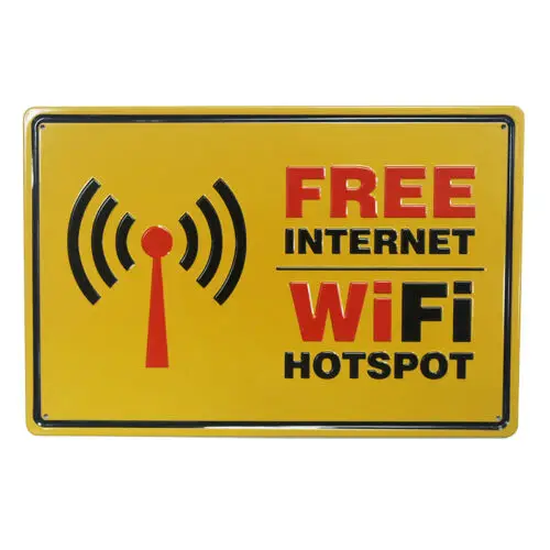 Free Internet Wifi Hotspot Plate Vintage Tin Metal Signs Coffee Shop Door Decor