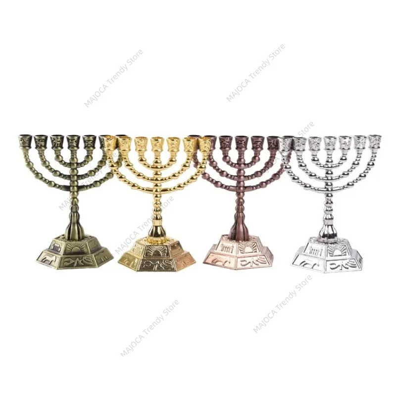 Jewish Judaism Menorah Israeli Crafts Decoration Menorah 7 Branch Creative Home Decor Candle Holders Jerusalem Gift