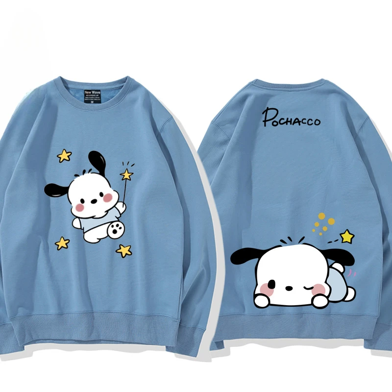 Couple\'s Clothing Sanrio Pochacco Hoodies for Women Cartoon Round Neck Sweatshirt for Men in Spring and Autumn Women Pullover