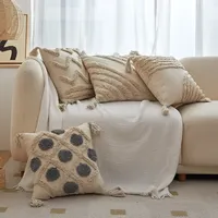 Boedia Quality Modern Throw Pillow Covers Tufted Tassel Bohemian Style Cushion Case Pillowcase Decoration for Home 45x45cm