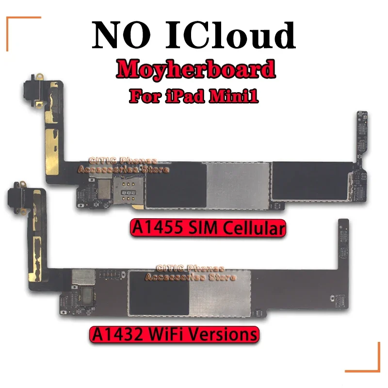 

Original NO iCloud For IPad mini1 Logic Board A1432 WIFI Versions A1454 1455 3G SIM Cellular Versions For IPad Mini1 Motherboard