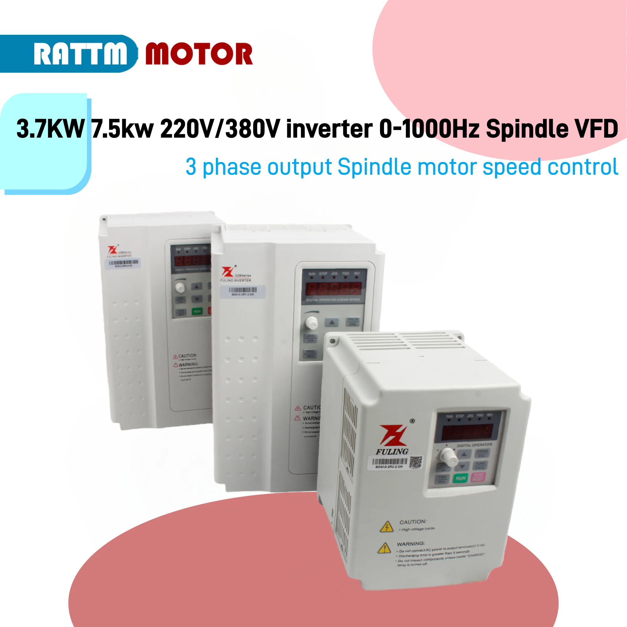 FULING 2.2KW 3.7KW 7.5kw 220V/380V inverter 0-1000Hz Spindle motor speed control VFD Variable Frequency Drive 3 phase output