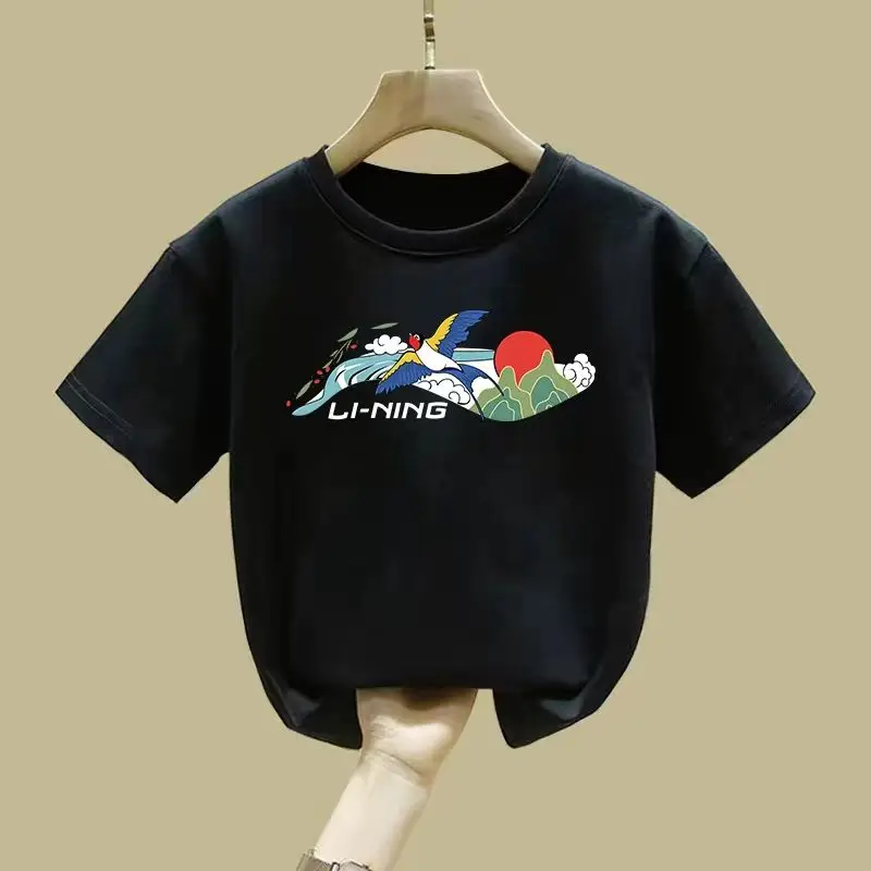 Boys and Girls 2024 Latest Summer Cotton Multi-Color Printed T-Shirt Comfortable Soft Color Cartoon Pullover Crew Neck Top