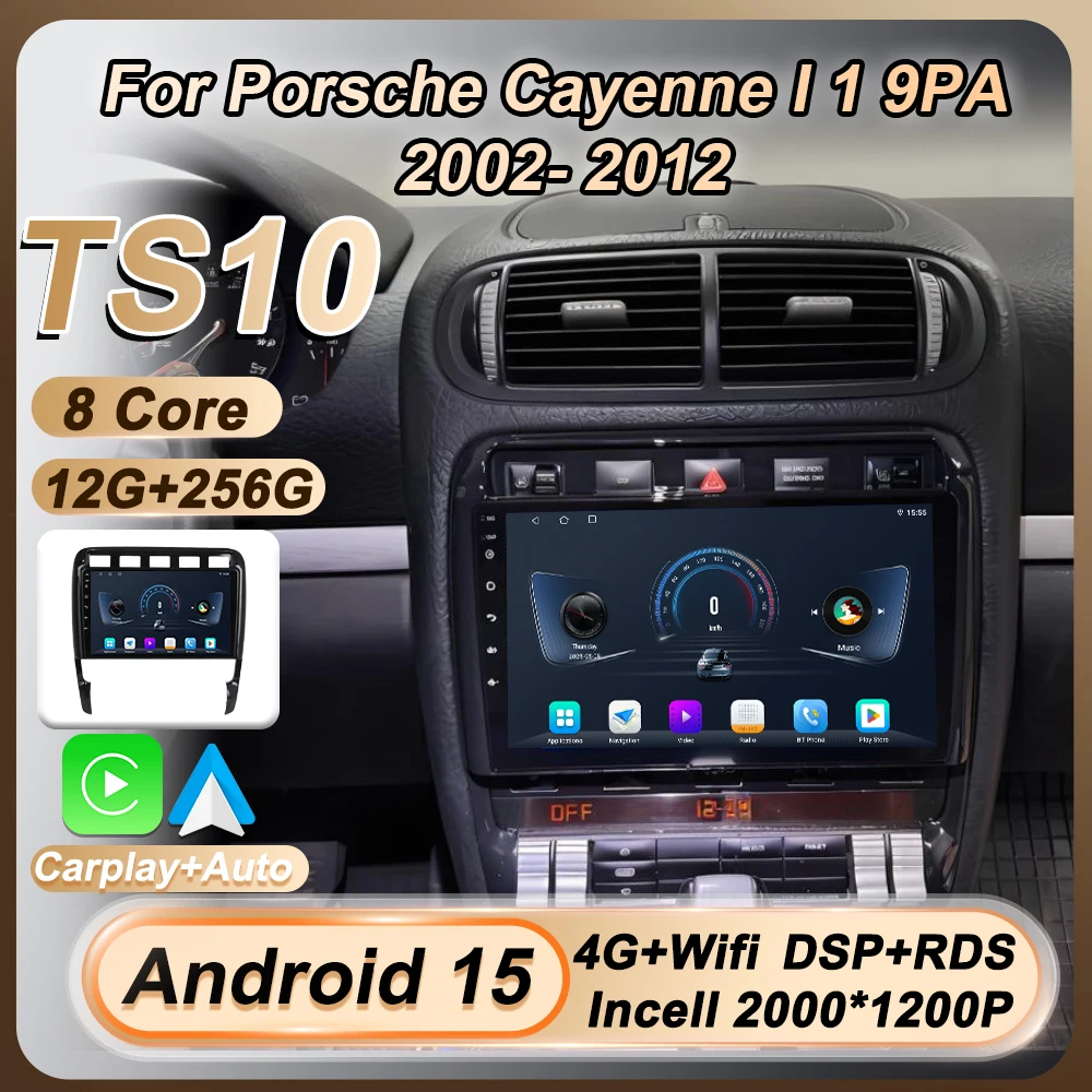 Per Porsche Cayenne I 1 9PA 2002- 2012 2 Din Android 15 Autoradio Multimedia Video Player Carplay Auto Schermo di Navigazione GPS DSP