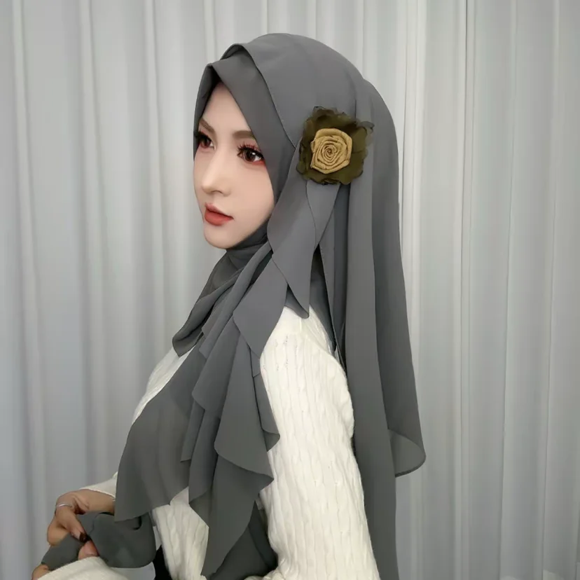 روز زين تصميم الشيفون مسلم الخريف الإناث الجديدة يلتف الحجاب