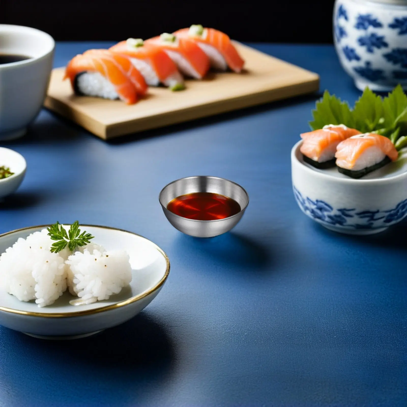 

Набор из 10 многоразовых металлических чашечек из нержавеющей стали для соусов, приправ и соевого соуса к суши