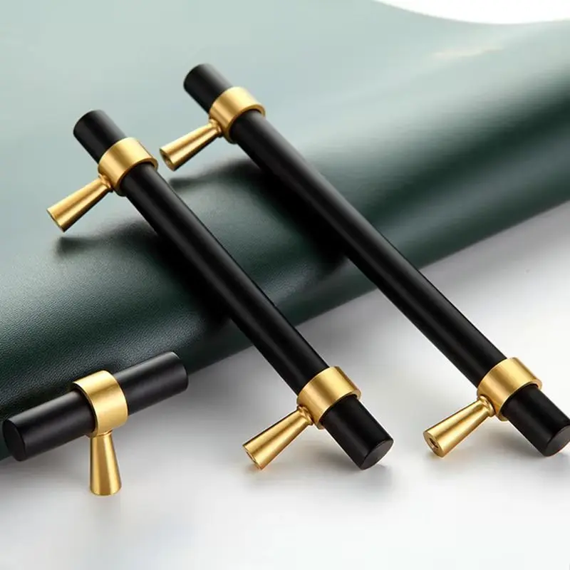 Elegant 4PCS Solid Brass T-Bar Furniture Pulls Handles Drawer Knobs Cupboard Wardrobe Closet Dresser Shoe Cabinet Pulls Pens