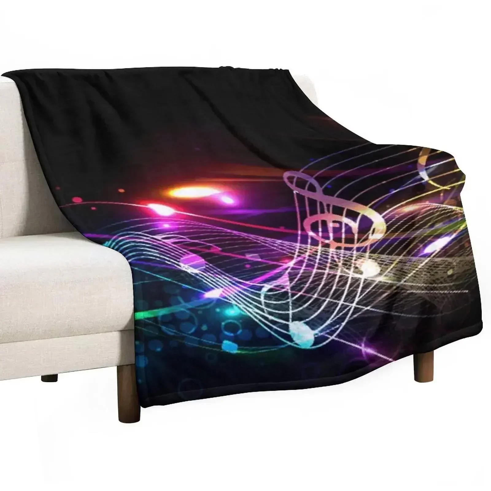 Music Notes in Color for Music-lovers Throw Blanket Nap Bed Fashionable Luxury Brand For Decorative Sofa Stuffeds Blankets