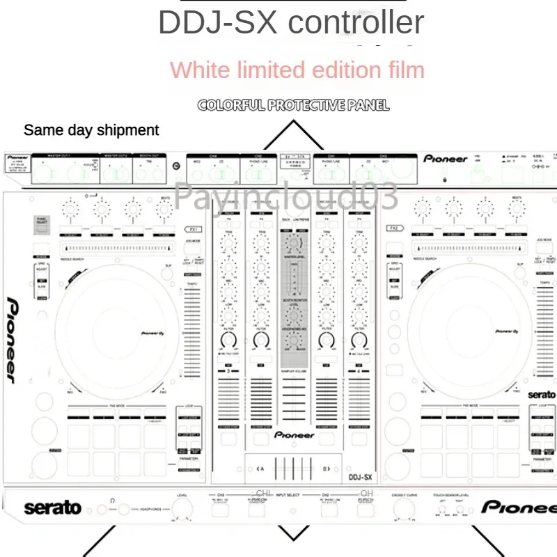 ddj-dj-disc-player-sx-controller-digital-panel-custom-protective-film-sticker-white-stock