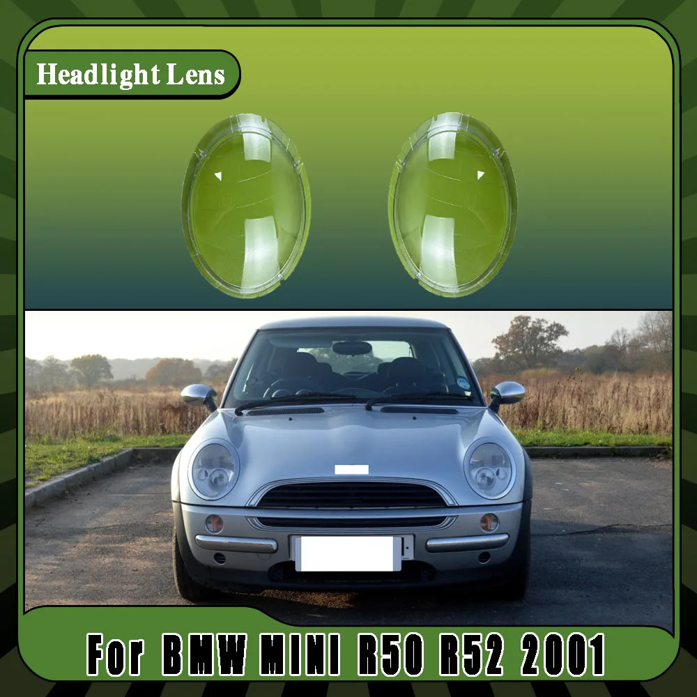 Auto Car Transparent Lampshade Lamp Shell Front Car Glass Lens Case Headlamp Caps Headlight Cover For BMW MINI R50 R52 2001