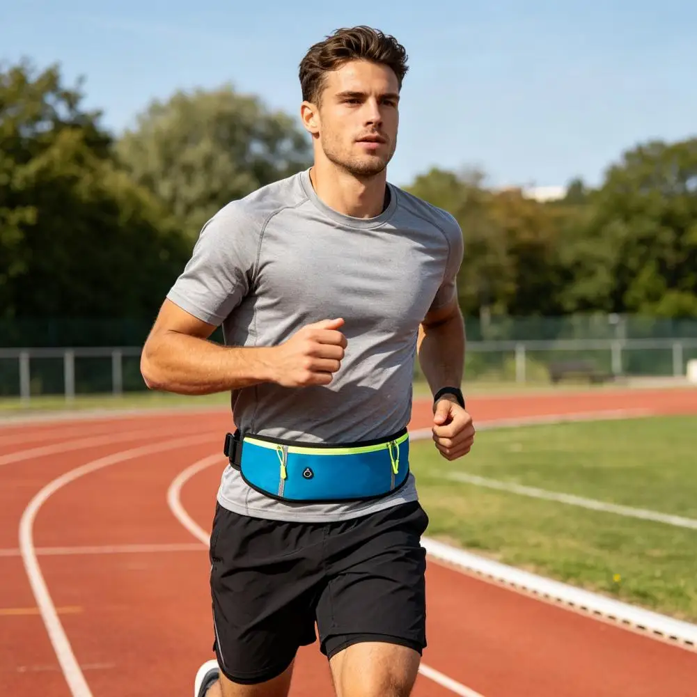Running Belt Bag Waterproof Waist Bag with Water Bottle Holder Outdoor Sports Waist Pouch for Men Women Jogging Night Visibility