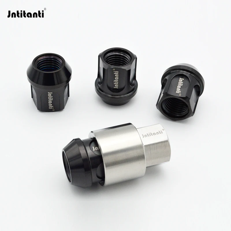 Jntitanti Wheel Lug Nut M12*1.5*27/35/40/45mm Racing Anti-Theft Cone Seat Gr.5 Titanium Nut for BMW Lotus Racing Car