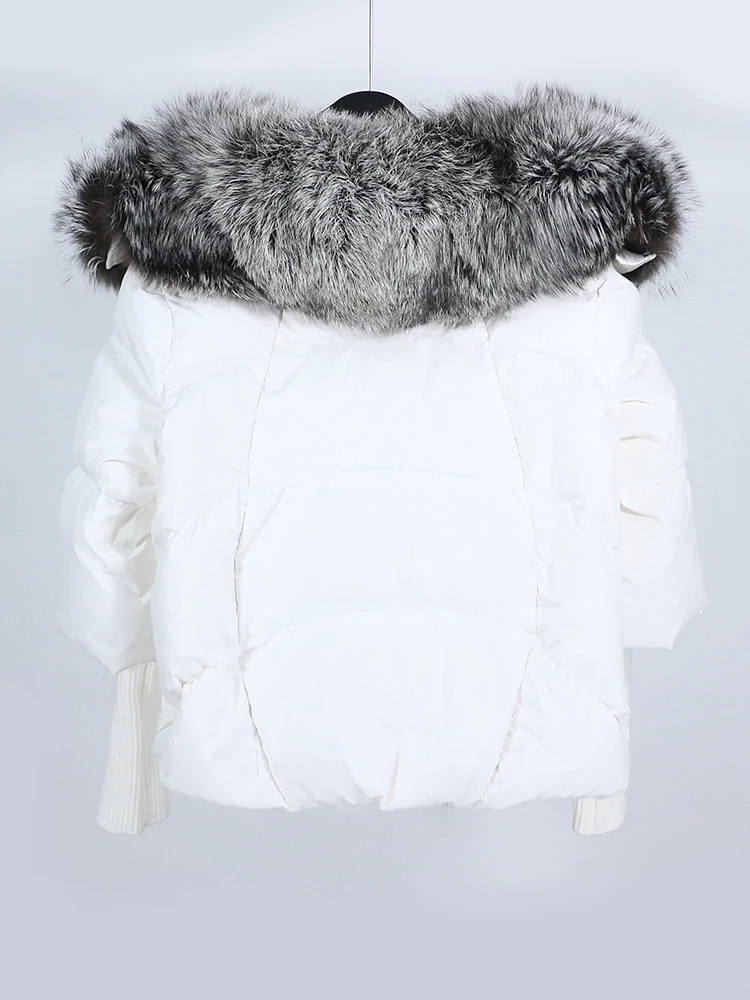 OFTBUY New White Duck Down Jacket Winter Women Warm Loose Coat Natural Real Fox Fur Collar Thick Luxury Outerwear New Fashion