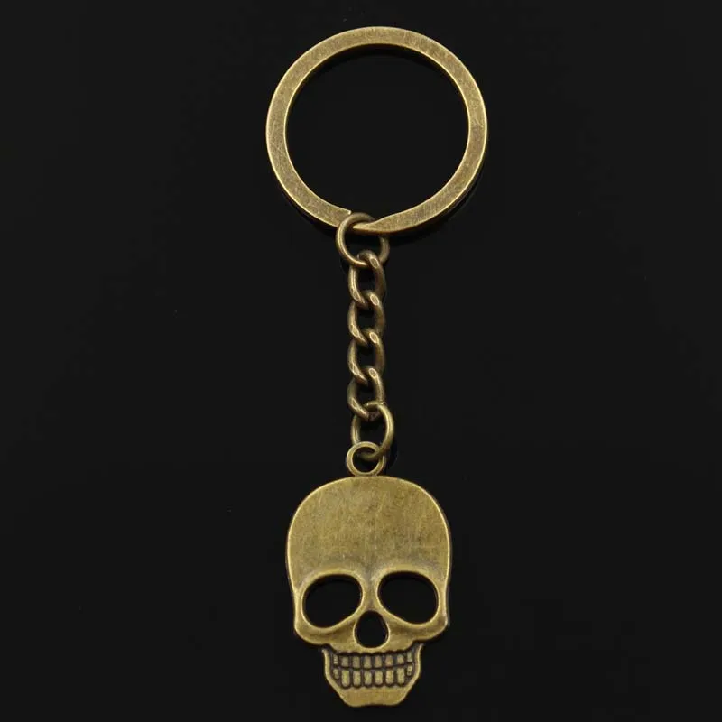 Fashion Keychain 35x22mm Skull Pendants DIY Men Jewelry Car Key Chain Ring Holder Souvenir For Gift